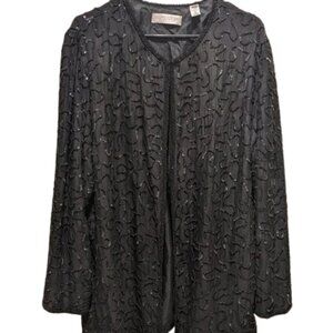 Valerie Stevens Vintage Sequin Evening Jacket 100% Silk Size 16